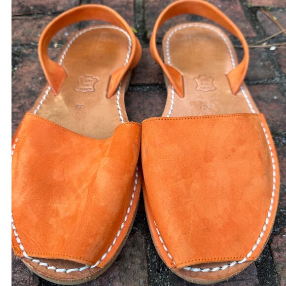 Calaxini Made in Spain Leather Avarca Sandals Orange Suede 39 (US 8.5–9) - Picture 3 of 5